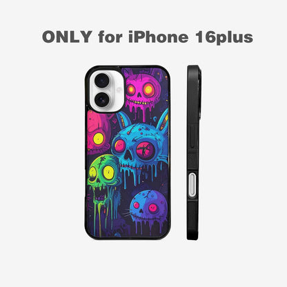 iPhone 16 Plus Case — Mixed Toxic Glow Creature Pattern Hundreds, Custom Printed Phone Case