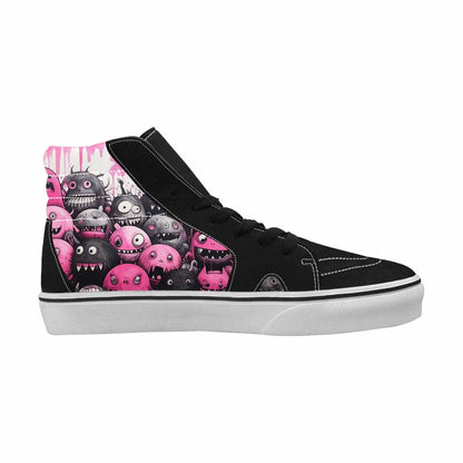 WOMEN'S Monsters Black & Pink Ink High Top Canvas Streetwear Aesthetic Custom Sneakers