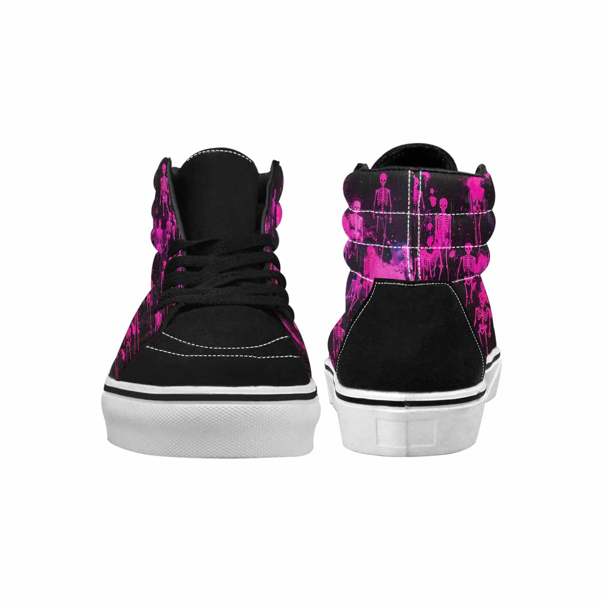 MEN'S Skeletons  Neon Pink High Top Canvas Cottagecore Sneakers