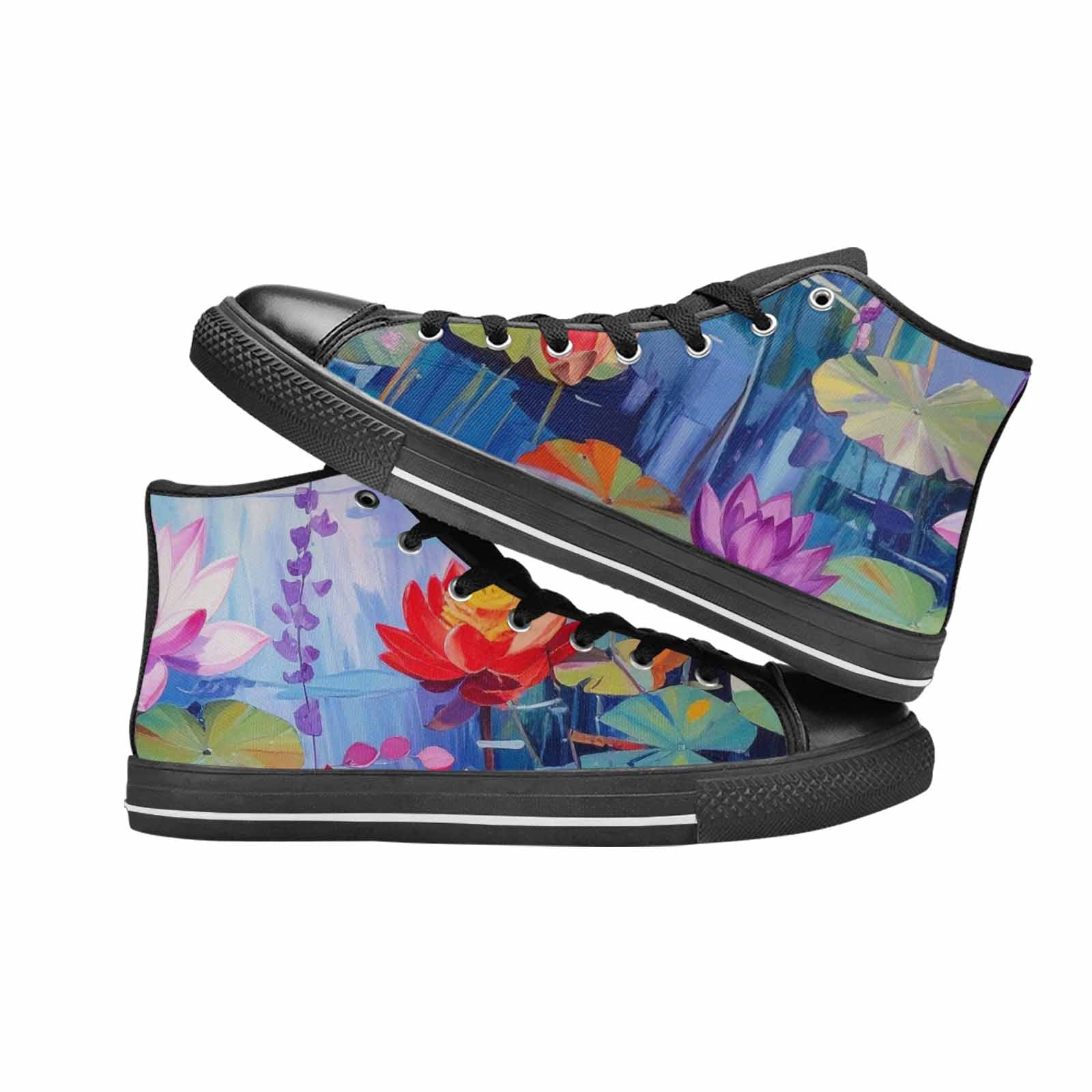 WOMEN'S Monet-Style Impressionist Water High Top Canvas Y2K Custom Shoes