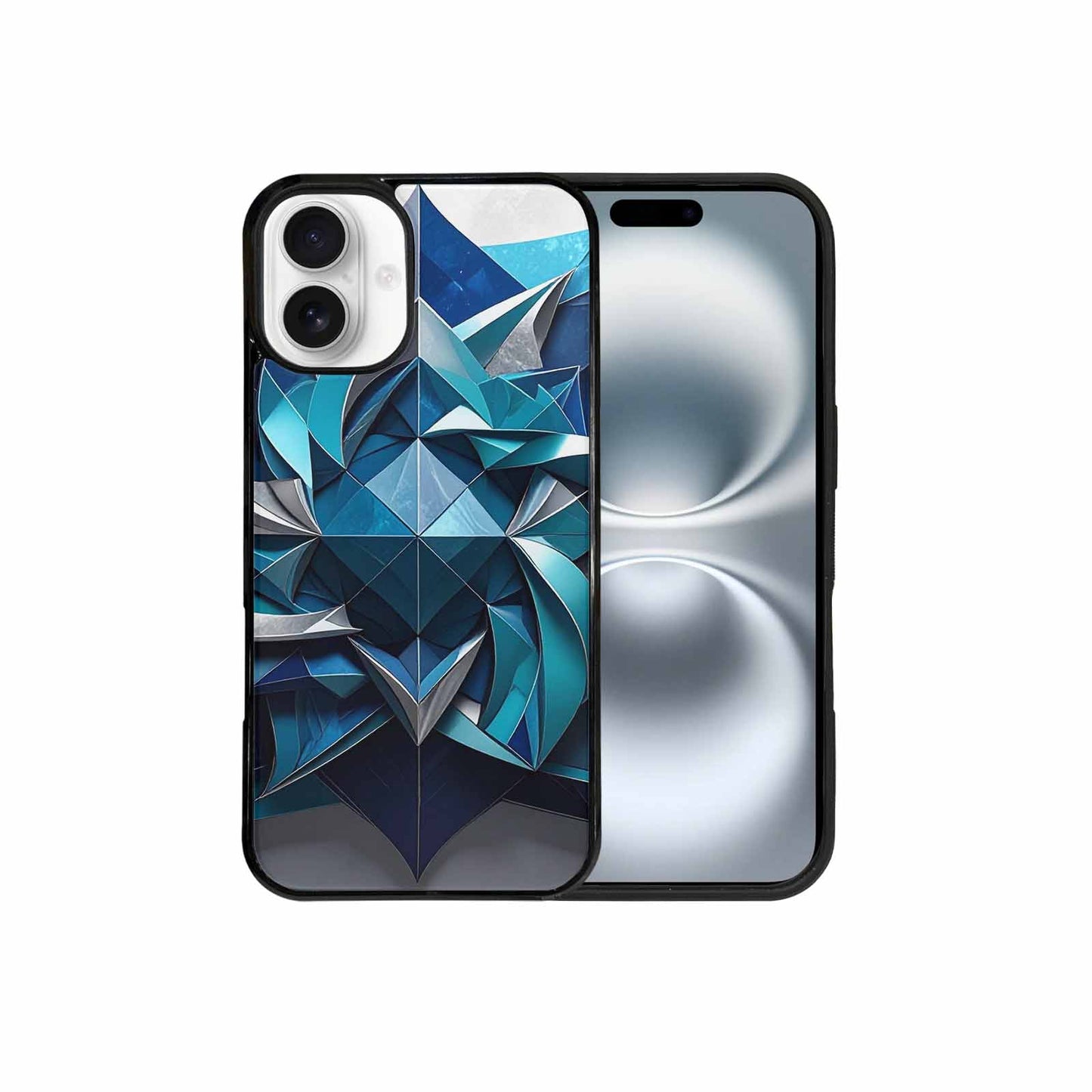 iPhone 16 Plus Case — Geometric Origami Art Pattern, Custom Print Case Cover