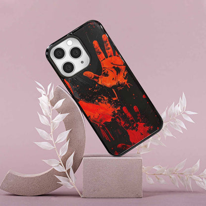 iPhone 15 Pro Max Case — Halloween Splatter Handprint Custom Personalized Phone, Unique Phone Case Design