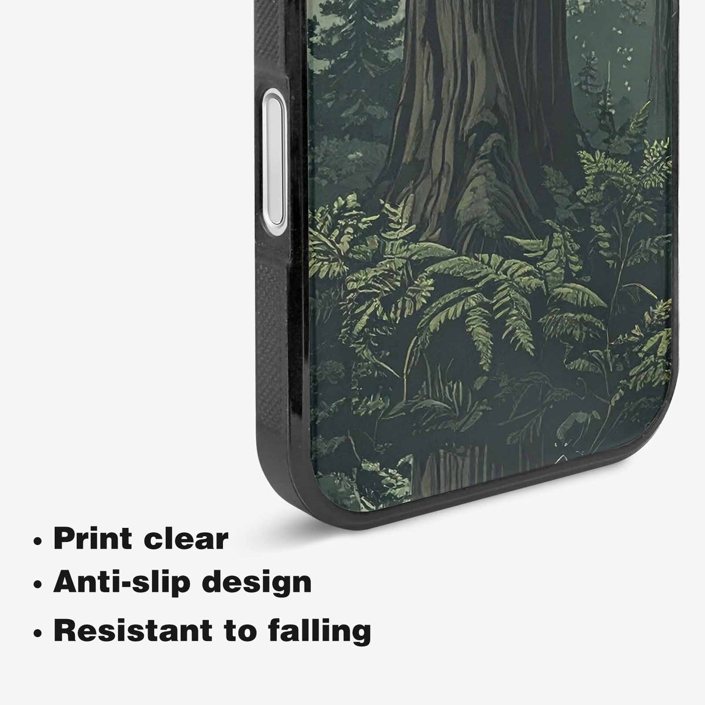 iPhone 16 Case — Seamless Pattern Ancient Redwood Forest Giant, Custom Printed Phone Case