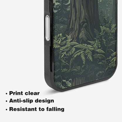 iPhone 16 Case — Seamless Pattern Ancient Redwood Forest Giant, Custom Printed Phone Case