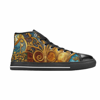 MEN'S Klimt-Style Gold Leaf High Top Canvas Surreal Custom Shoes