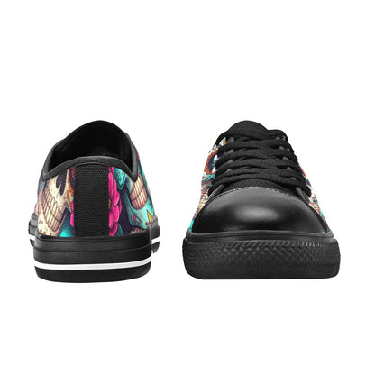 WOMEN'S Dia De Los Muertos Low Top Canvas Vibrant Chaos Custom Sneakers