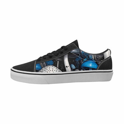 MEN'S Mushrooms Black & Blue Ink Canvas Made To Order Kaleidoscope Original Art Sneakers