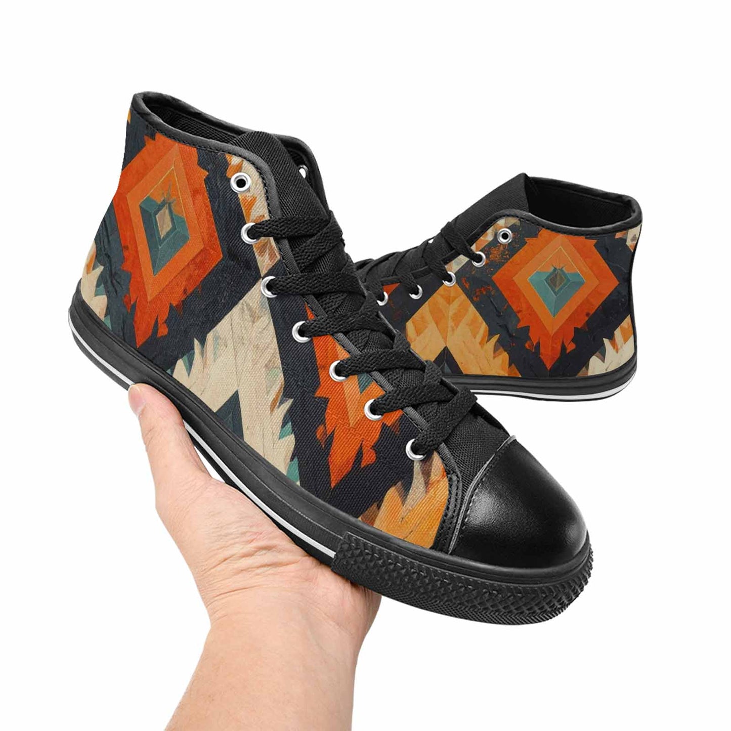 WOMEN'S Southwestern Geometric Diamond High Top Canvas Surreal Sneakers
