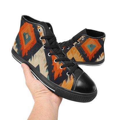 WOMEN'S Southwestern Geometric Diamond High Top Canvas Surreal Sneakers