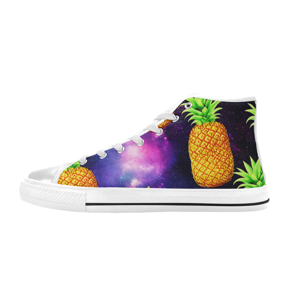 WOMEN'S Galaxy Pineapples High Top Canvas Surreal Custom Shoes