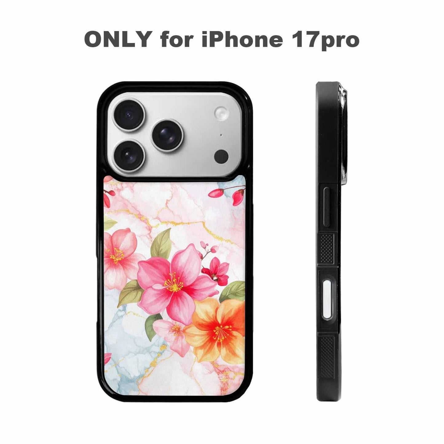iPhone 17 Pro Case — Marble Floral, Custom Art Phone Cover