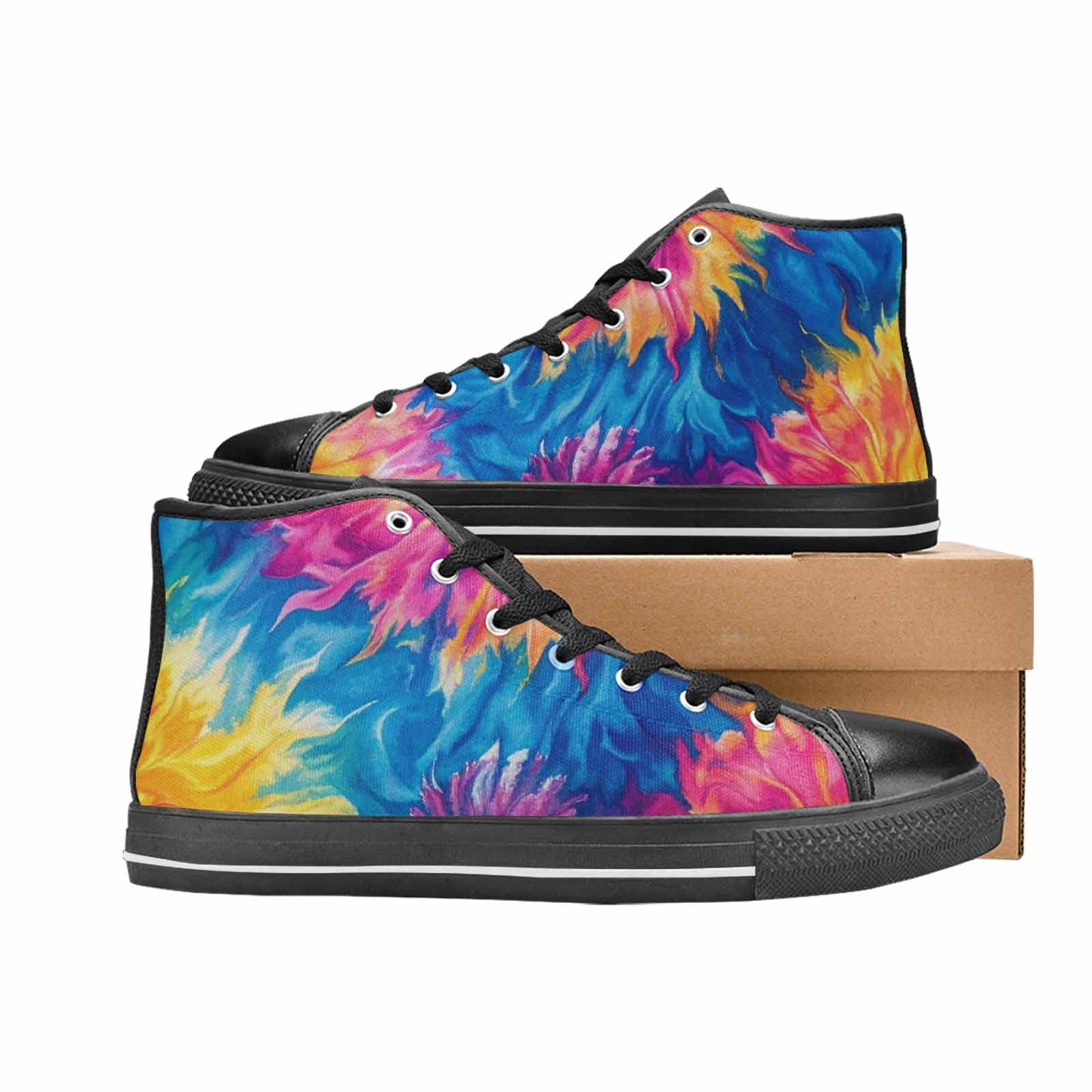 MEN'S Tie Dye Swirl High Top Canvas Grunge Custom Shoes