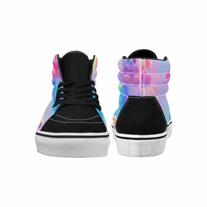 MEN'S Rainbow Teddy Skeletons Eye High Top Canvas Wallpaper Art Sneakers