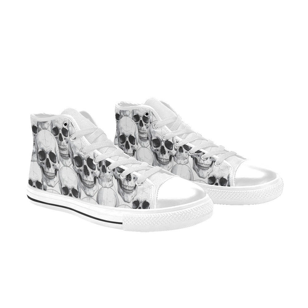 WOMEN'S Clean Skull Line Art High Top Canvas Vibrant Chaos Sneakers