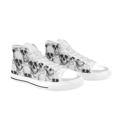 WOMEN'S Clean Skull Line Art High Top Canvas Vibrant Chaos Sneakers