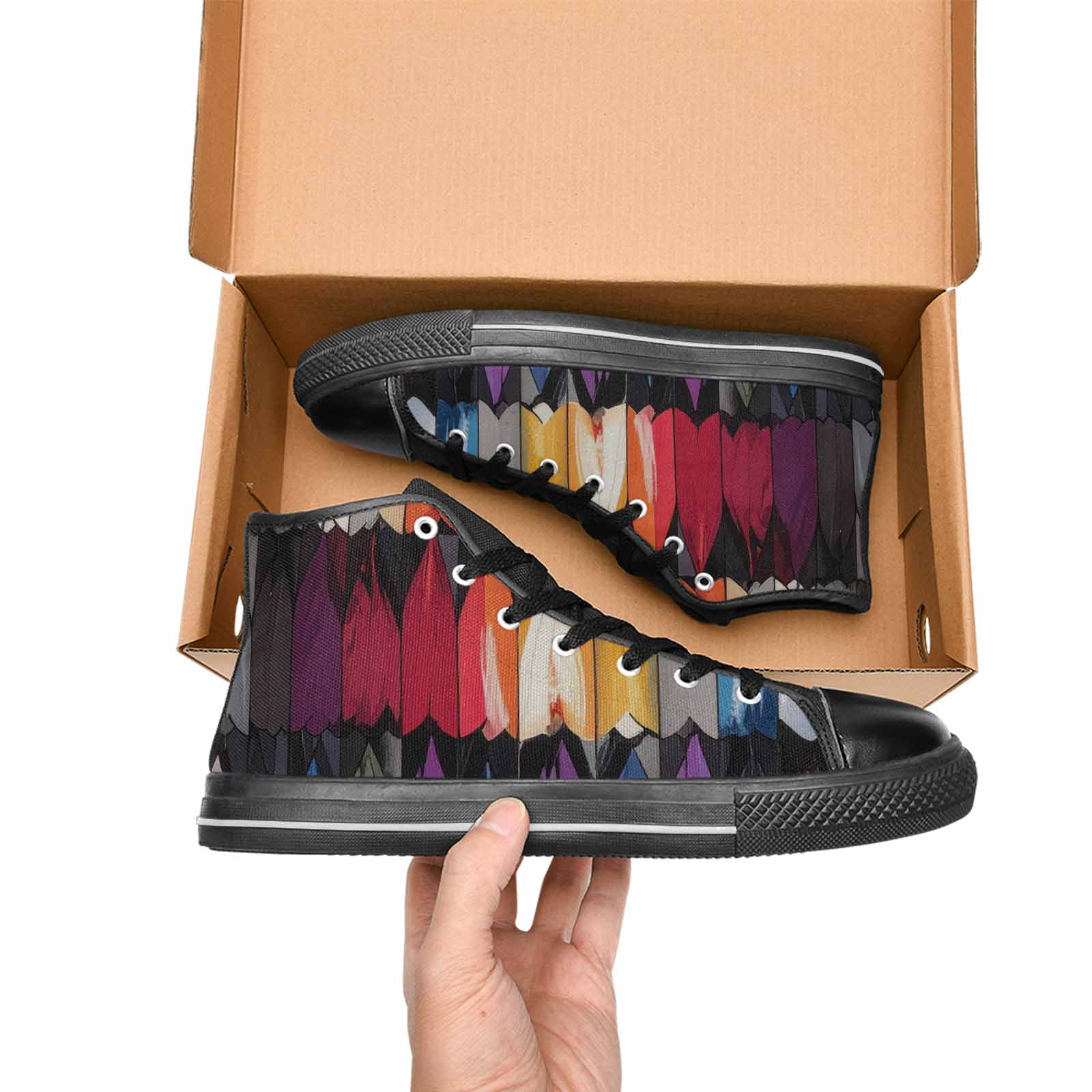 MEN'S Asexual Flag Color High Top Canvas Aesthetic Sneakers