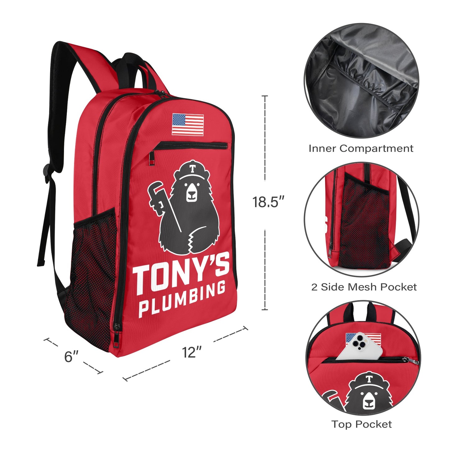 Tony's Plumbing All Over Print Leisure Sports Backpack (Model 1741)
