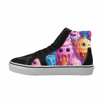 WOMEN'S Melting Icecream Cone Monster High Top Canvas Vibrant Chaos Custom Sneakers