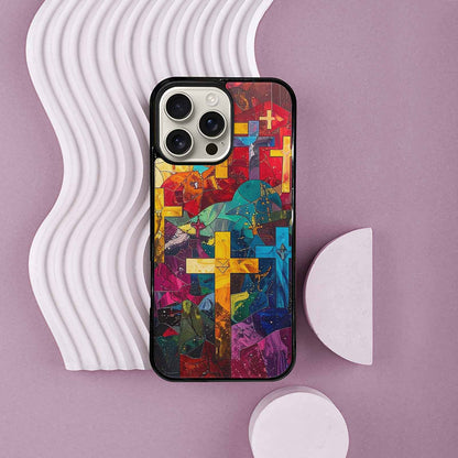 iPhone 16 Pro Max Case — Faith Cross And Faith Icons Pattern, Customized Protective Case