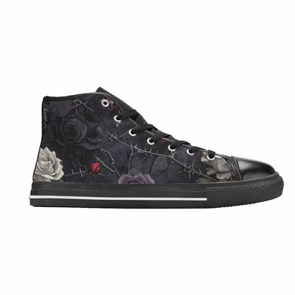 MEN'S Black Gothic Rose High Top Canvas Vivid Custom Shoes