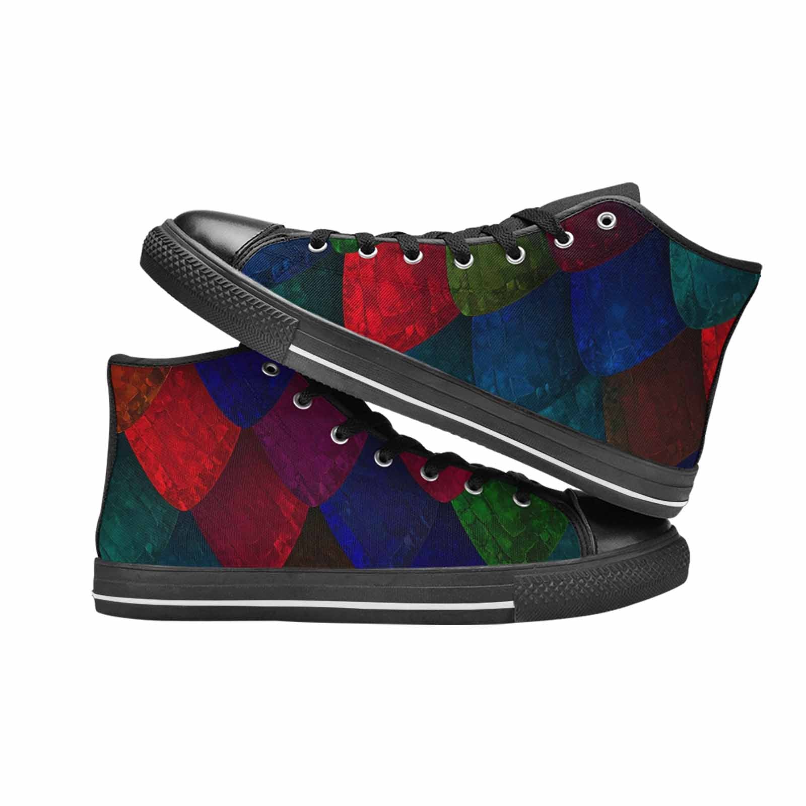 WOMEN'S Dark Snake Print High Top Canvas Vibrant Chaos Custom Shoes