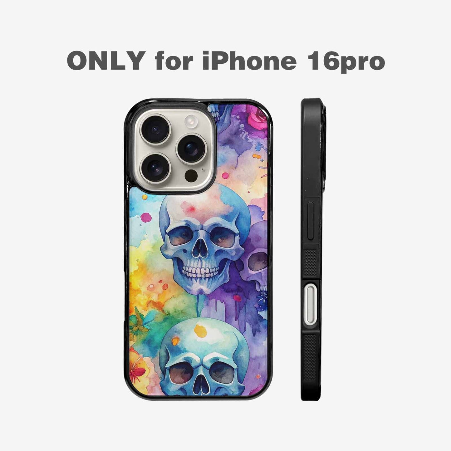 iPhone 16 Pro Case — Kulls Watercolor Skulls Small Skull Pattern, Unique Phone Case Design