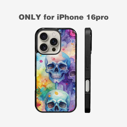 iPhone 16 Pro Case — Kulls Watercolor Skulls Small Skull Pattern, Unique Phone Case Design