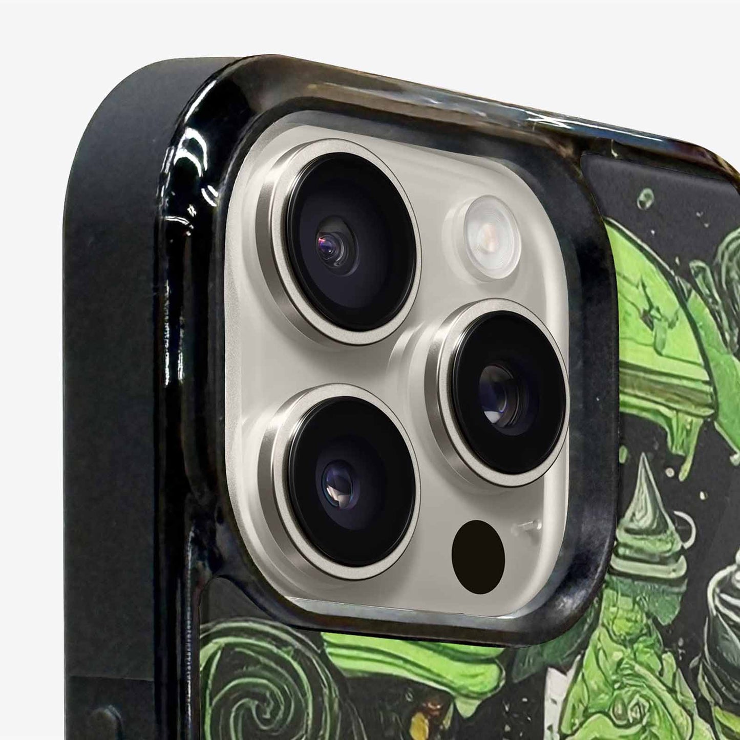 iPhone 16 Pro Max Case — Ice Cream Motif Black Green Ink, Custom Designed Case Cover