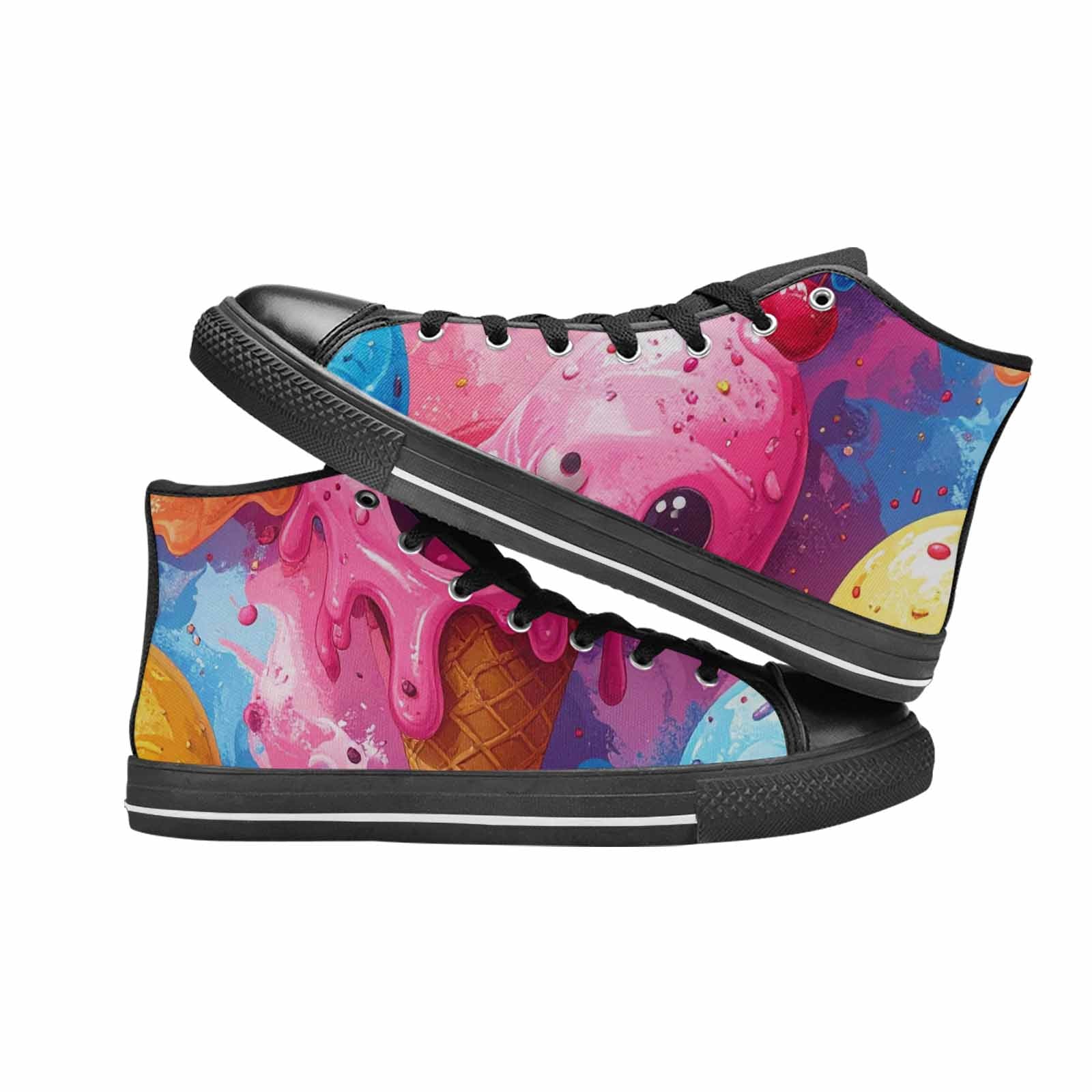 WOMEN'S Melting Icecream Monster Cherry High Top Canvas Aesthetic Shoes