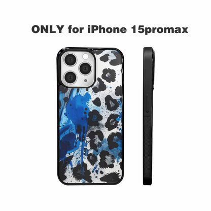 iPhone 15 Pro Max Case — Animal Print Black Blue Ink Animal, Personalized Phone Case