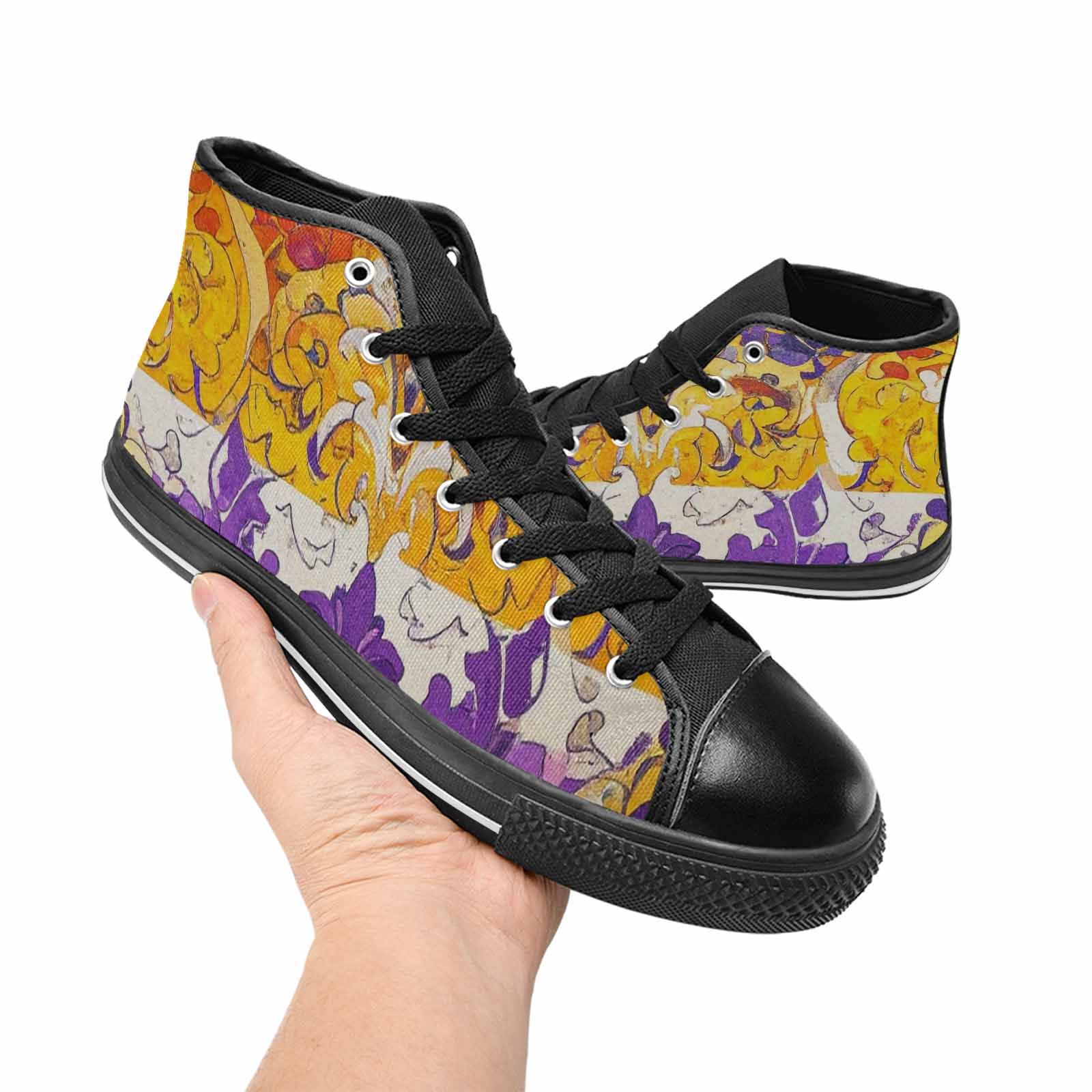 MEN'S Nonbinary Flag Color High Top Canvas Surreal Custom Sneakers