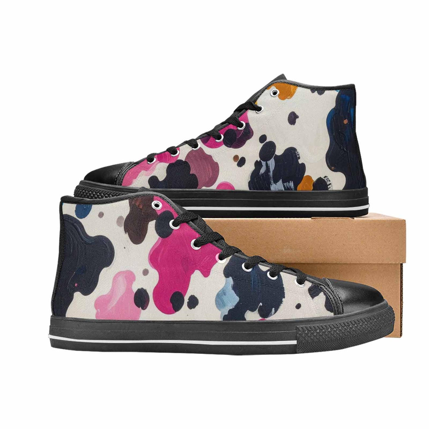 MEN'S Cow Animal Print High Top Canvas Dreamcore Sneakers