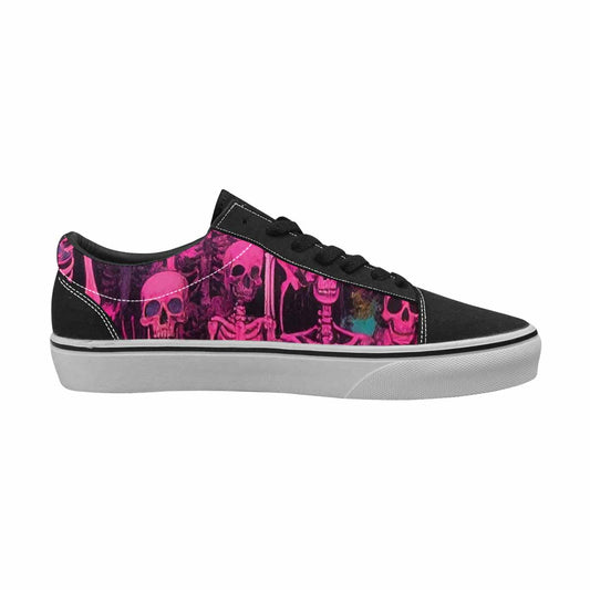 WOMEN'S Skeletons - Neon Pink Lace-Up Canvas Melting Art Custom Sneakers