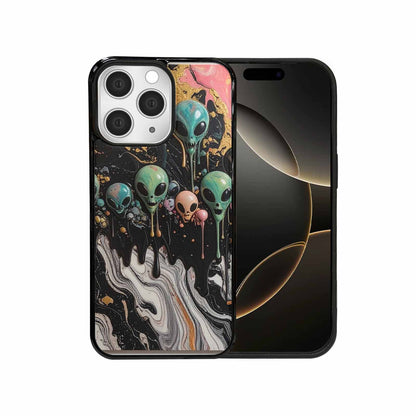 iPhone 15 Pro Max Case — Aliens Marblemelting Aliens Pa Ciq, Custom Art Phone Cover