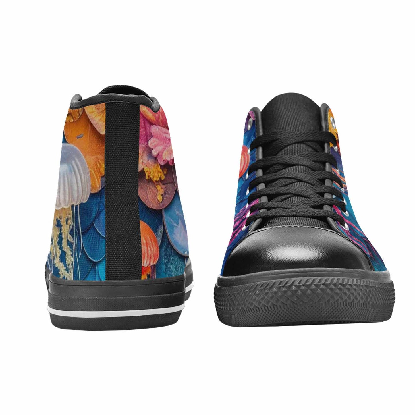 WOMEN'S Fish Scale Coral High Top Canvas Wallpaper Art Custom Shoes