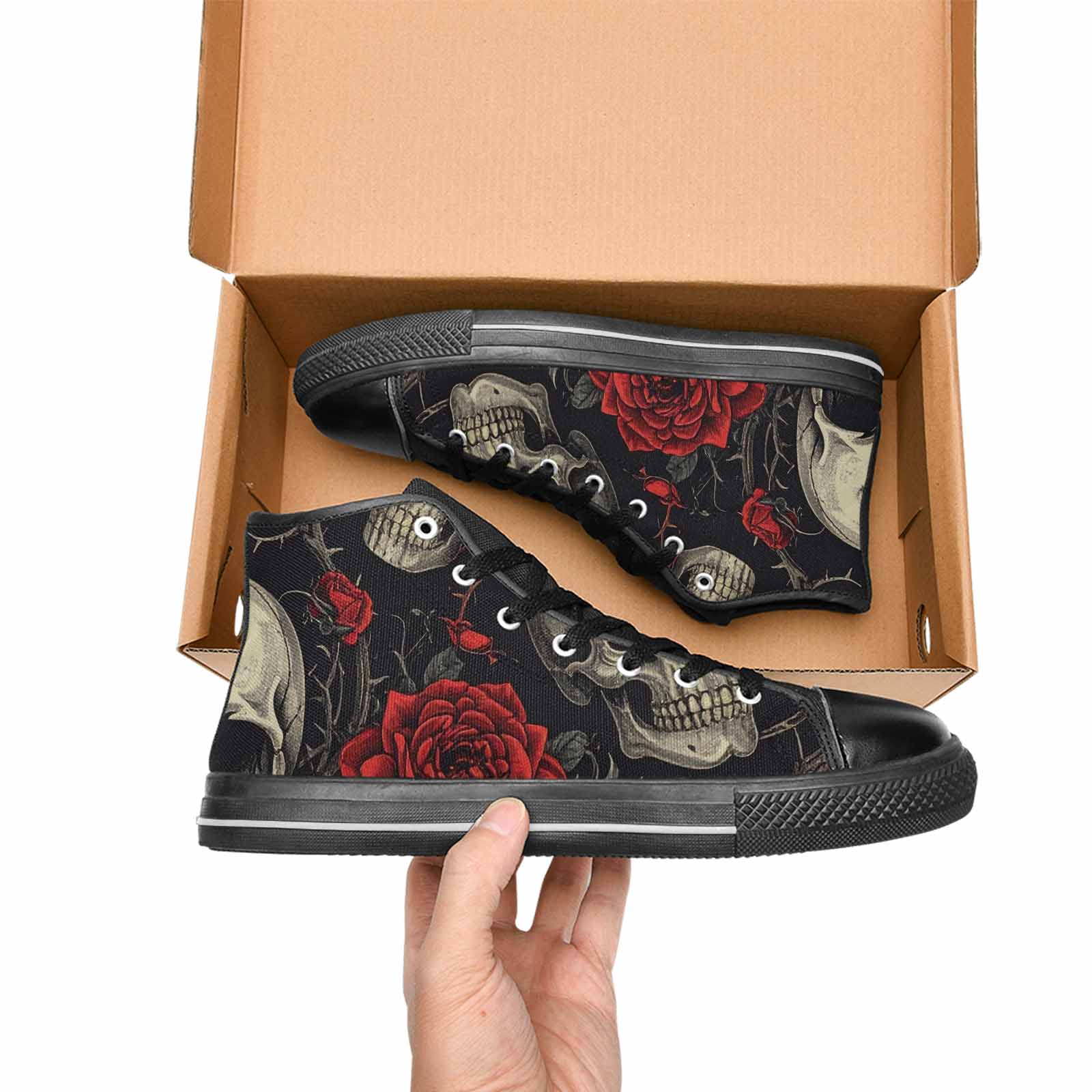 WOMEN'S Gothic Skulls Roses High Top Canvas Y2K Shoes