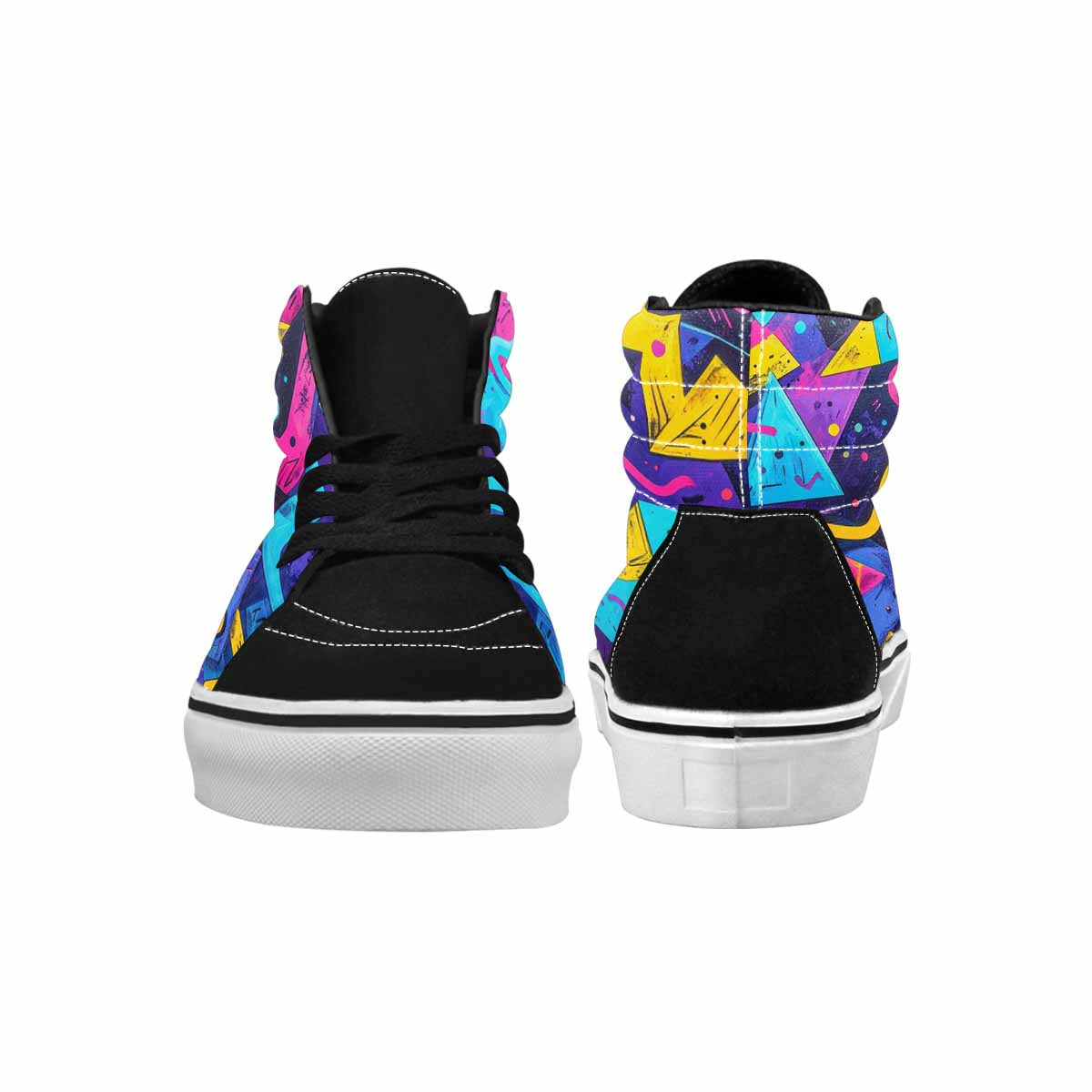 WOMEN'S Memphis Squiggles Triangles Dots High Top Canvas Vivid Sneakers