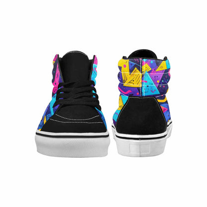 WOMEN'S Memphis Squiggles Triangles Dots High Top Canvas Vivid Sneakers