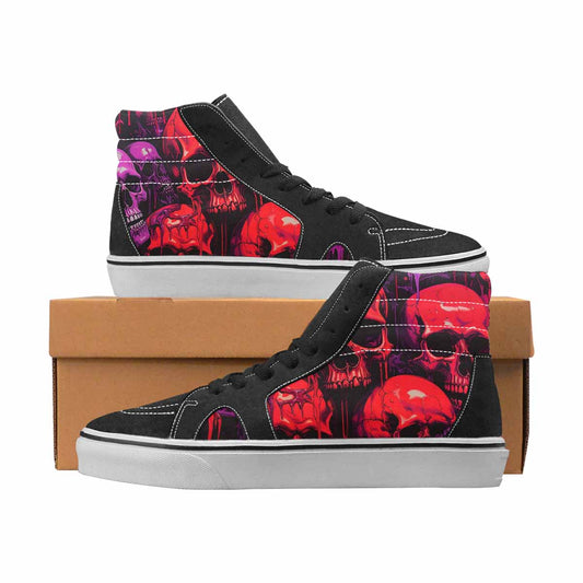 WOMEN'S Skulls High Top Canvas Original Design Wallpaper Art Custom Streetwear Shoes