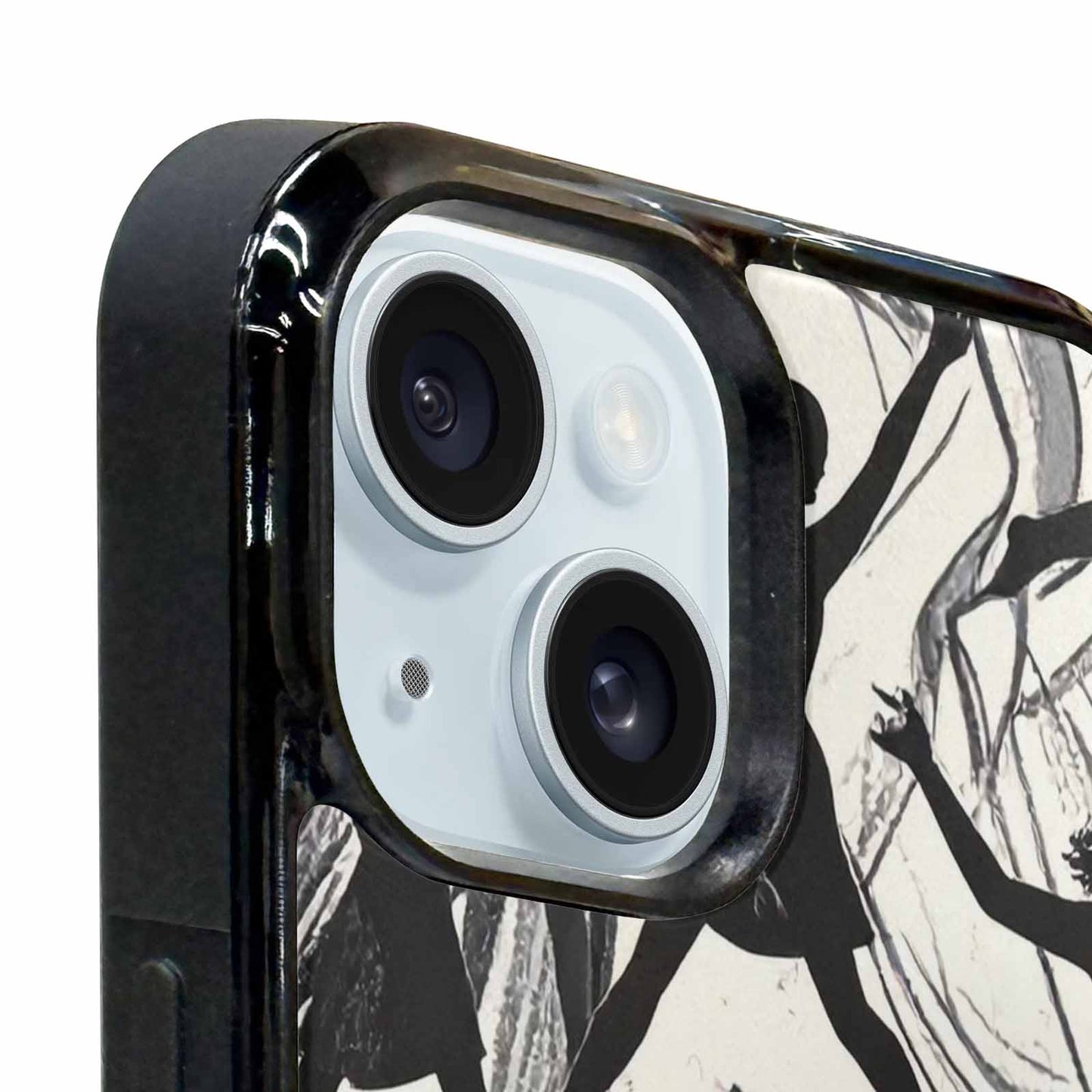 iPhone 15 Plus Case — Bold Dancing Figure Line Art Pattern, Custom Made Phone Cover