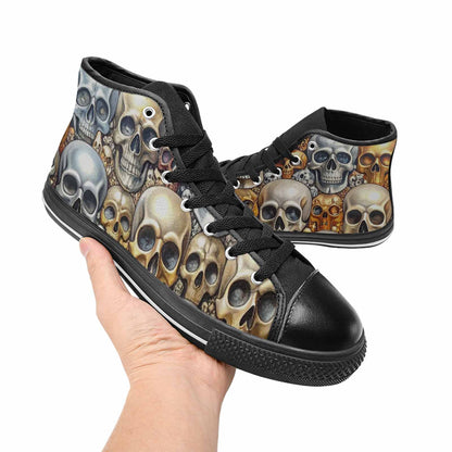 WOMEN'S Skulls - Metallic-Chrome- High Top Canvas Dark Academia Custom Shoes
