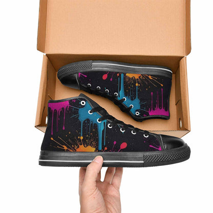 WOMEN'S Paint Splatter High Top Canvas Wallpaper Art Custom Sneakers
