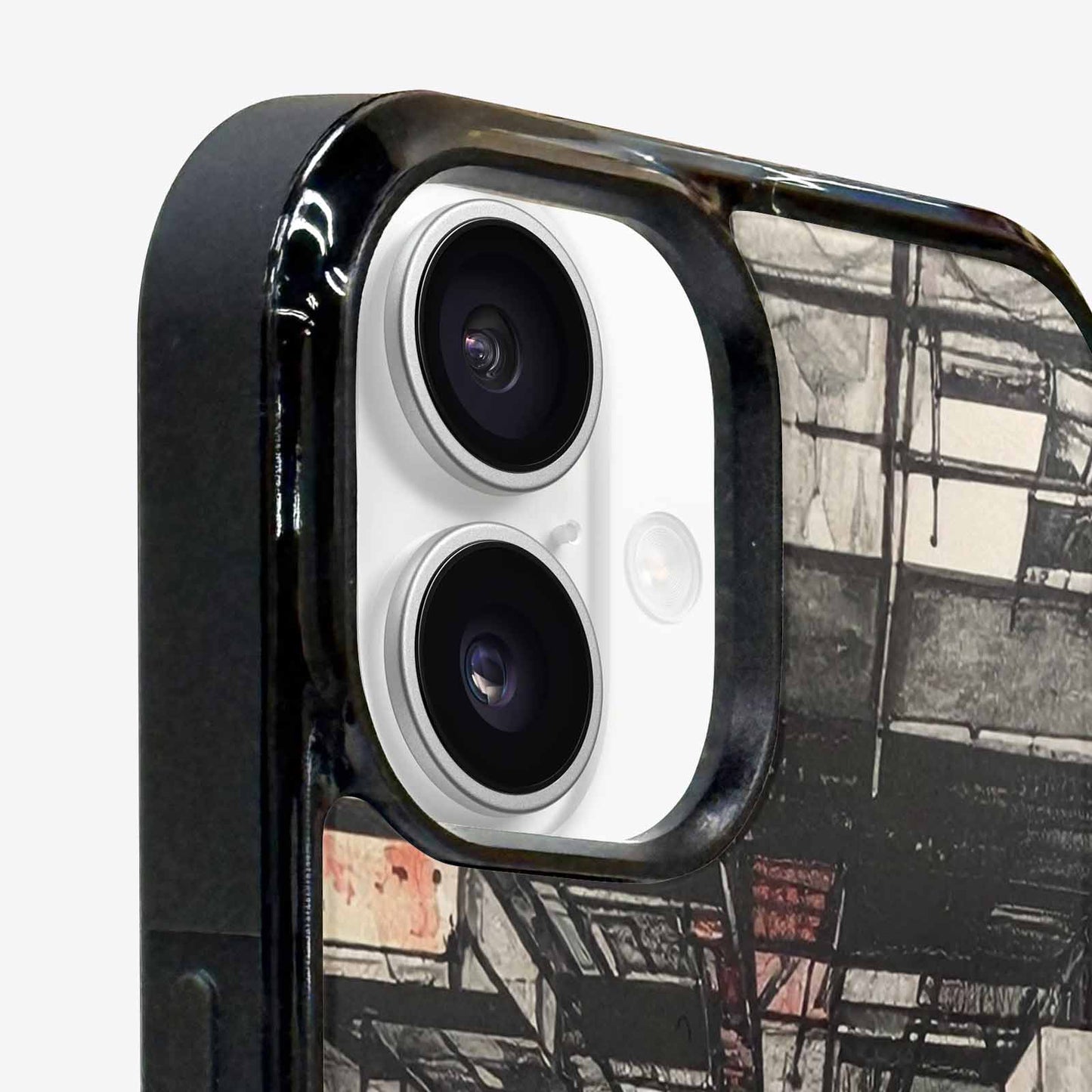 iPhone 16 Case — Liminal Space Fragment Black Red Ink, Custom Phone Case