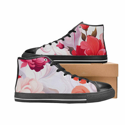 MEN'S Marble Floral High Top Canvas Neon Fantasy Custom Sneakers