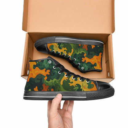 WOMEN'S Military Camouflage Blotch High Top Canvas Vibrant Chaos Custom Shoes