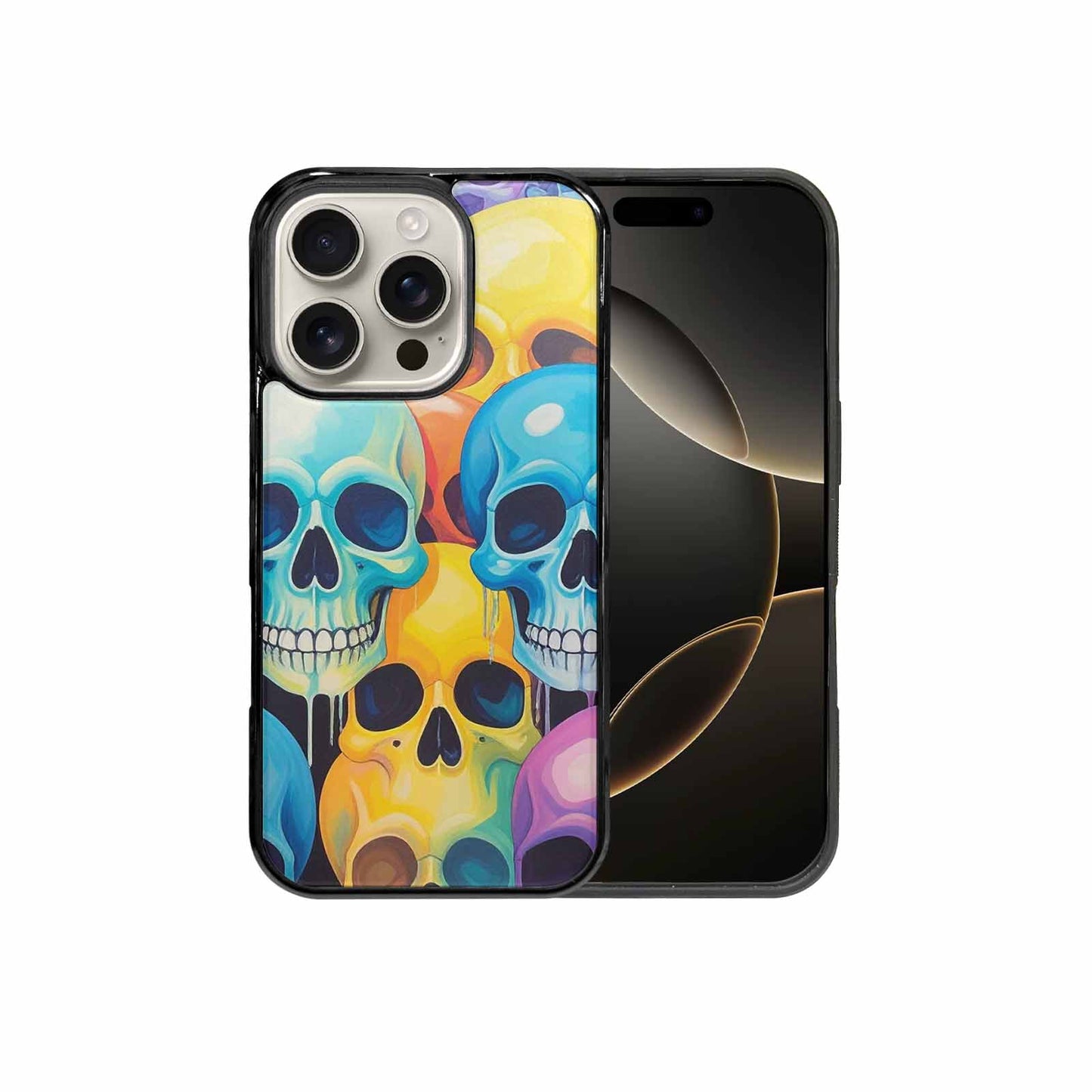 iPhone 16 Pro Case — Dripping Candy Skulls, Custom Printed Phone Case