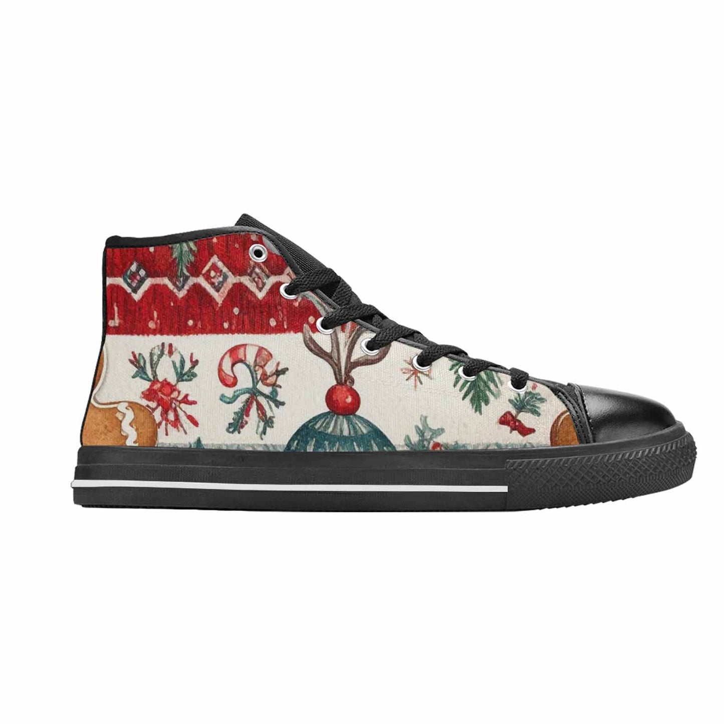 MEN'S Christmas Holly Snowflake High Top Canvas Vivid Shoes