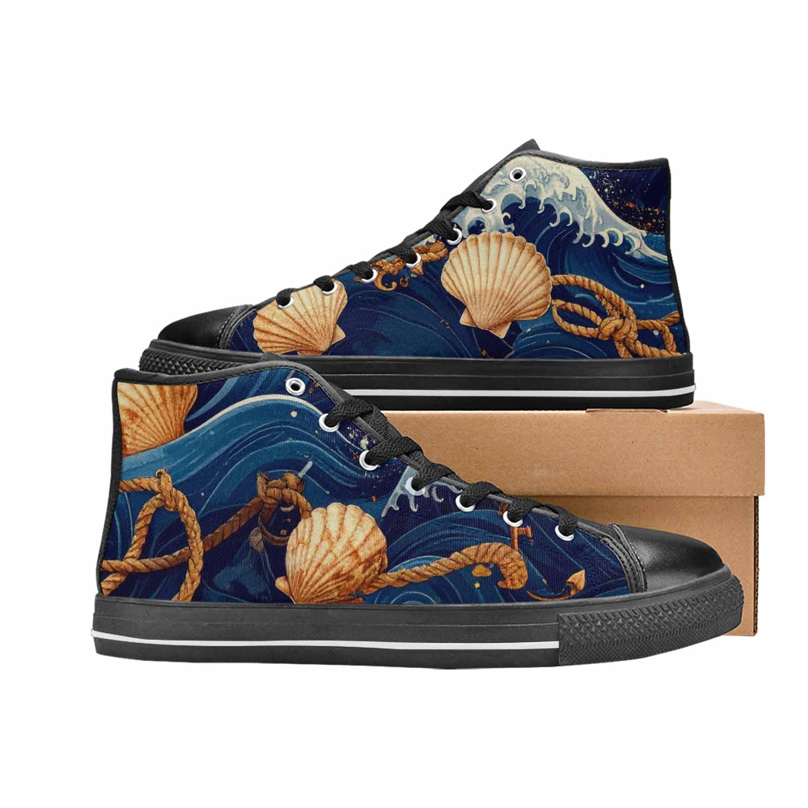MEN'S Ocean Wave High Top Canvas Surreal Sneakers