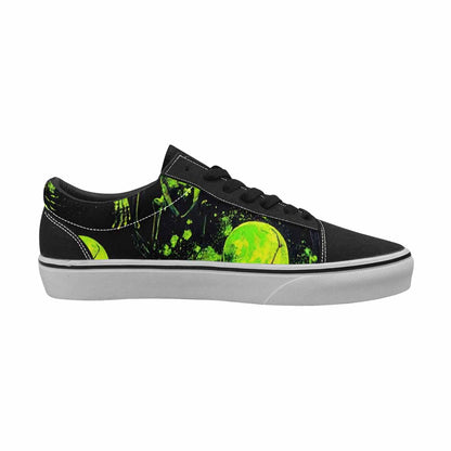 WOMEN'S Skeletons  Neon Green Lace-Up Canvas Vibrant Chaos Custom Sneakers