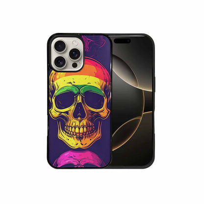 iPhone 16 Pro Max Case — Pride Flag Skulls Seamless Pattern Vibrant, Custom Designed Case Cover